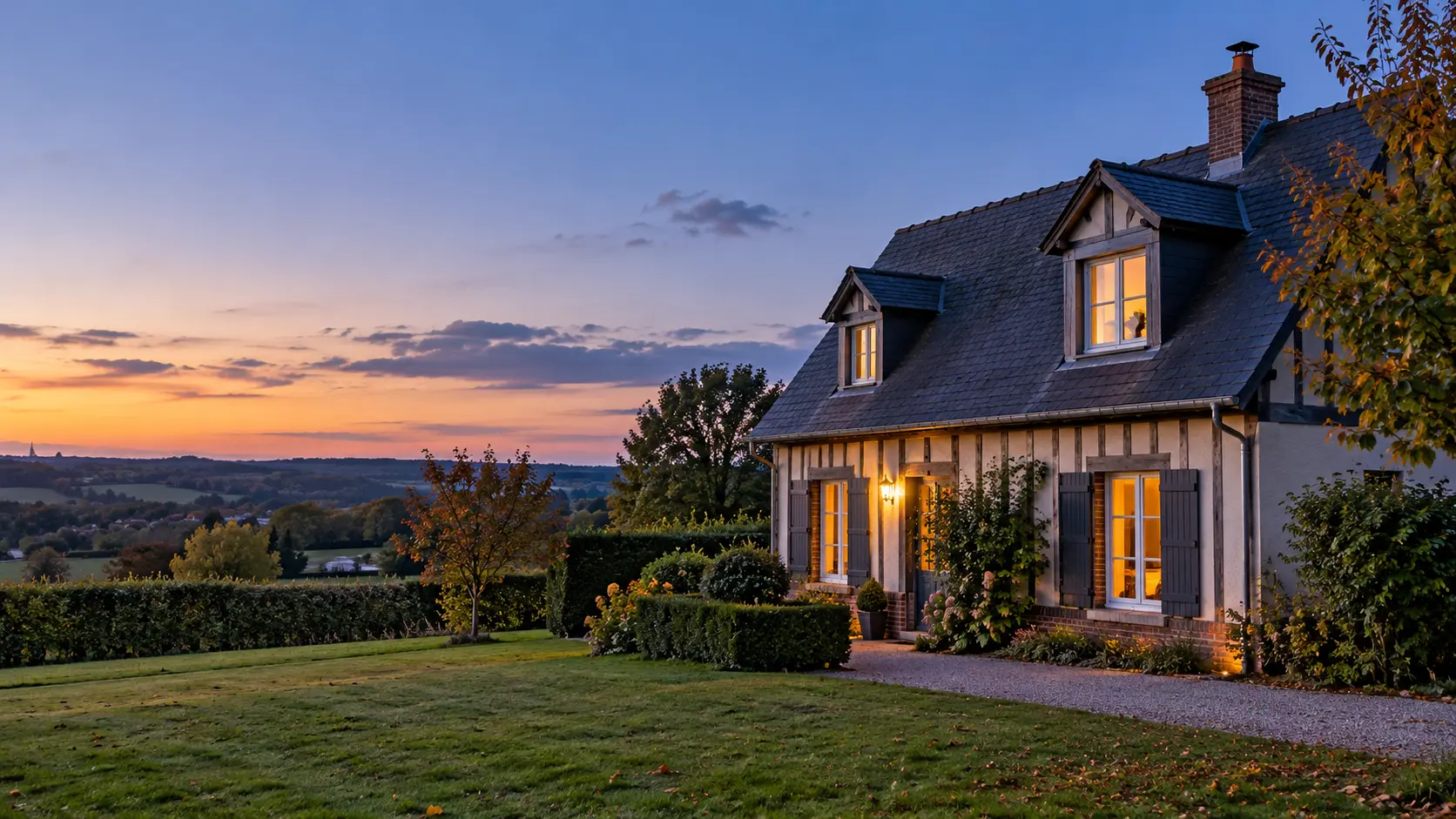 Maison familiale en milieu rural à Saint-Mards-de-Fresne dans l’Eure, illustration de prévention des incendies nocturnes.