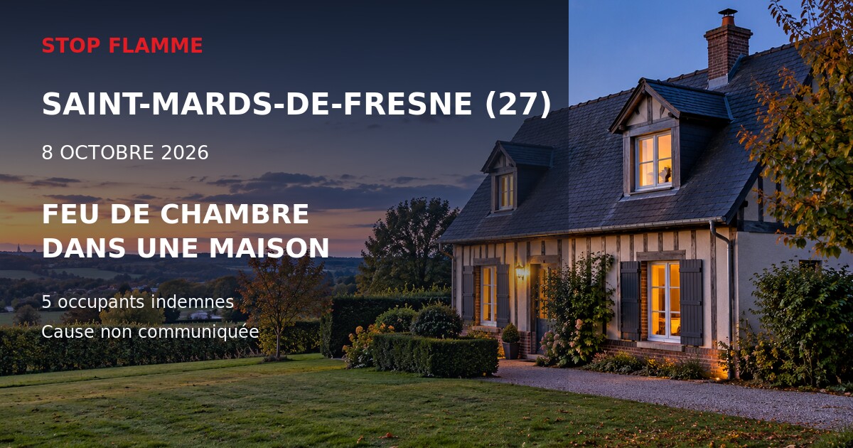 Carte de l’article : Incendie à Saint-Mards-de-Fresne : cinq occupants indemnes après un feu de chambre