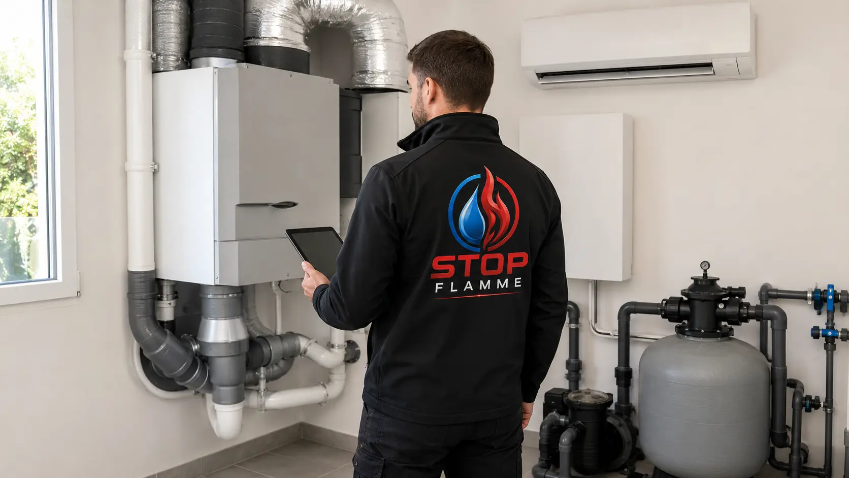 Technicien analysant une pièce technique d’une habitation